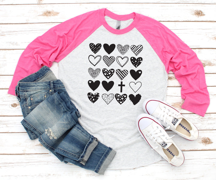 ellyandgrace 6051 Hearts & Cross Raglan