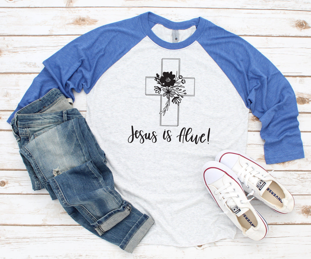 ellyandgrace 6051 Jesus Is Alive! Raglan