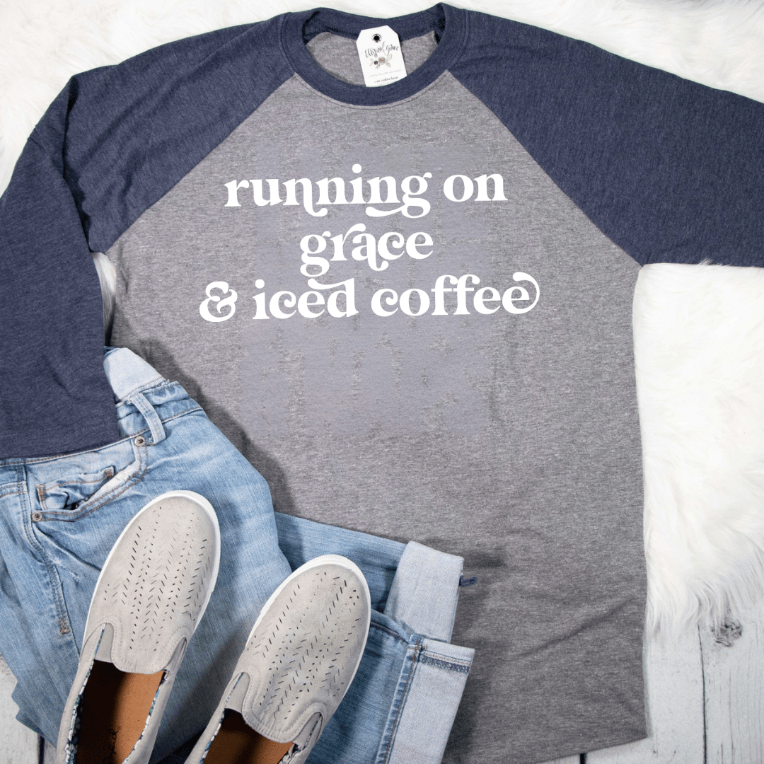 ellyandgrace 6051 Running On Grace and Iced Coffee Raglan