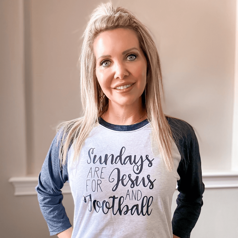 ellyandgrace 6051 Sundays are for Jesus and Football Raglan