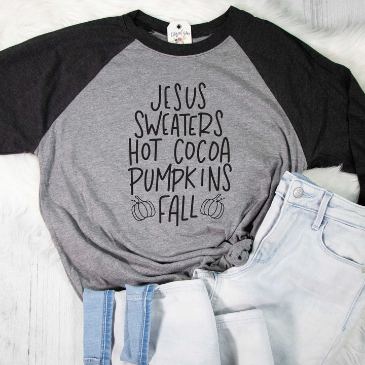 ellyandgrace 6051 Unisex XS / Black/Heather Fall Things Raglan