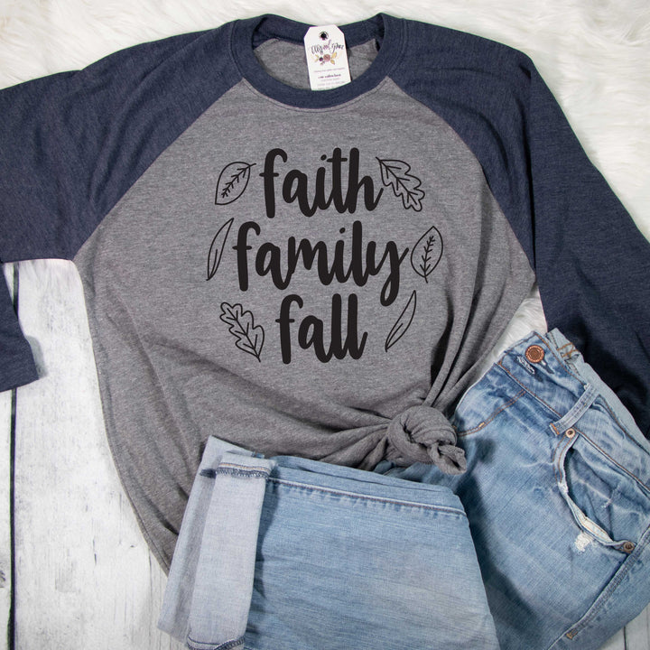 ellyandgrace 6051 Unisex XS / Navy/Heather Faith Family Fall Raglan