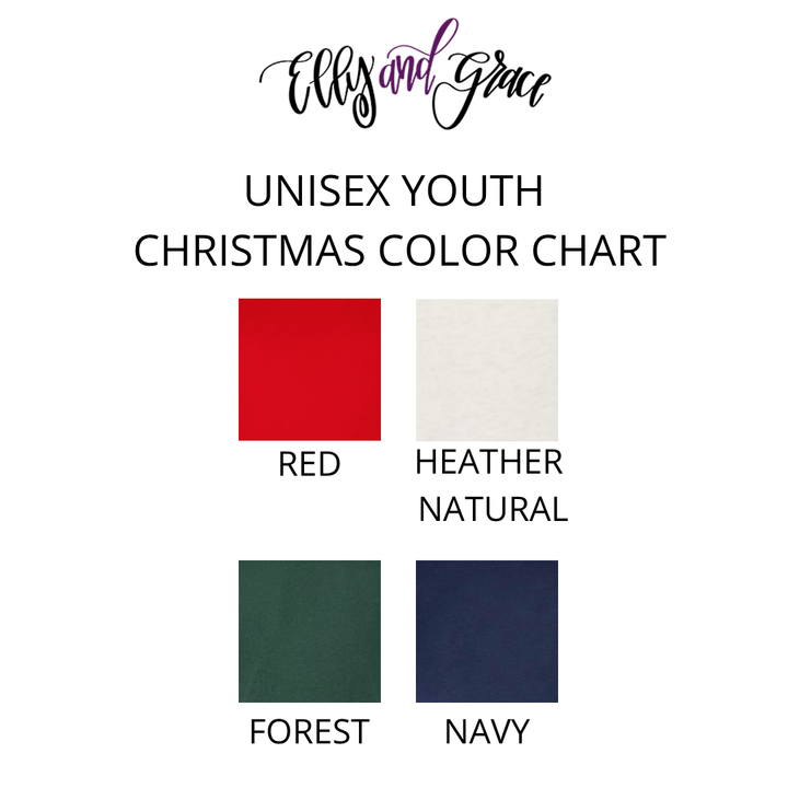 ellyandgrace 6101 Merry Christmas Unisex Youth Shirt