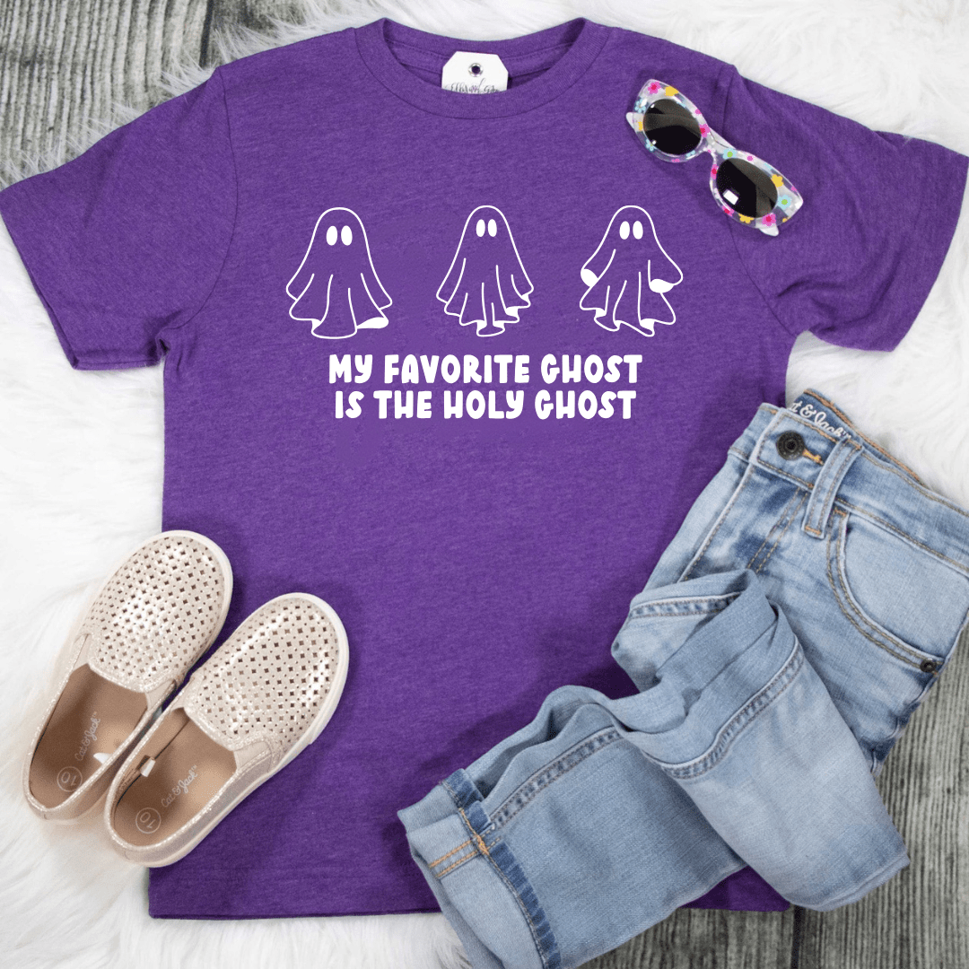 ellyandgrace 6101 My Favorite Ghost Is The Holy Ghost Christian Unisex Youth Shirt
