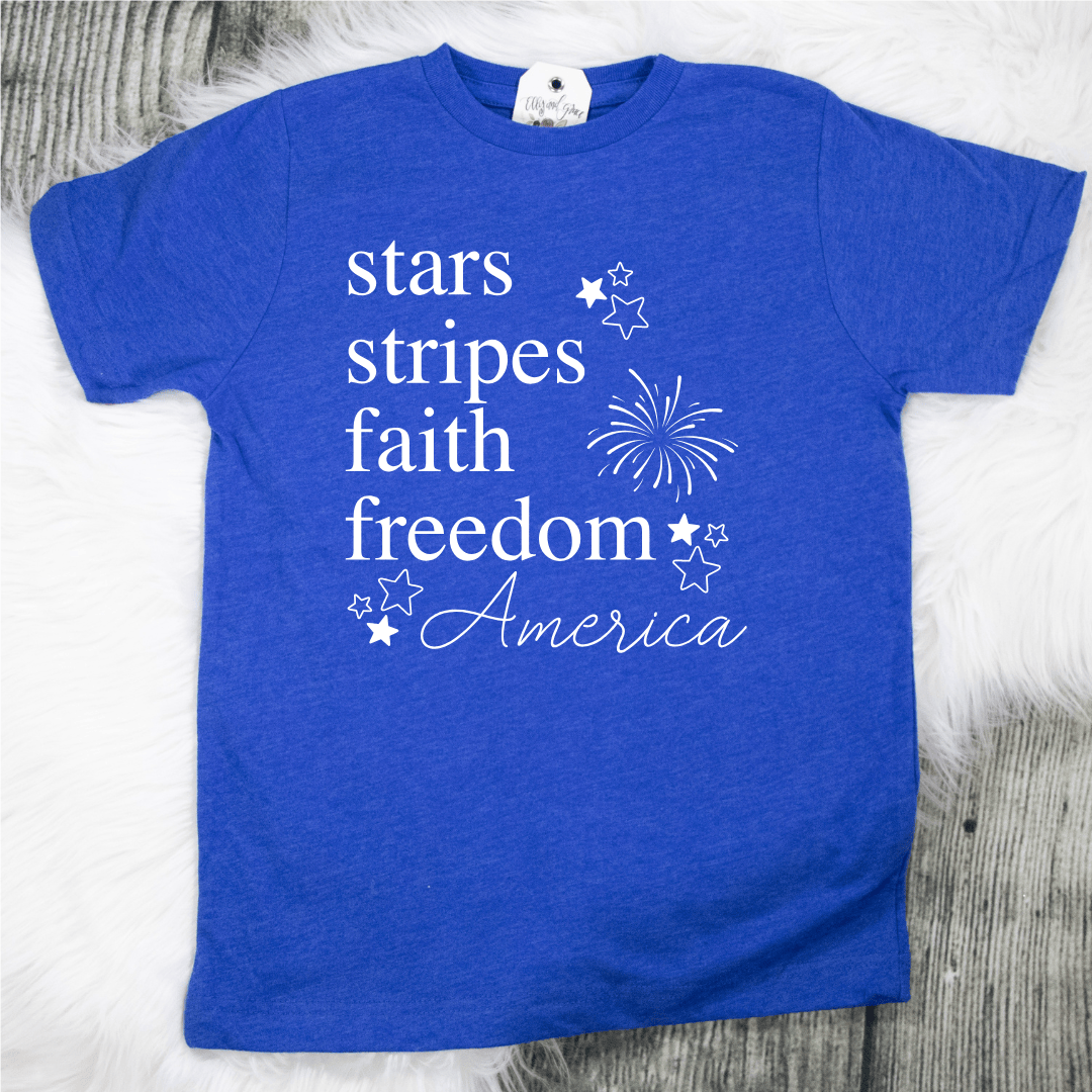 ellyandgrace 6101 Stars + Stripes Unisex Youth Shirt