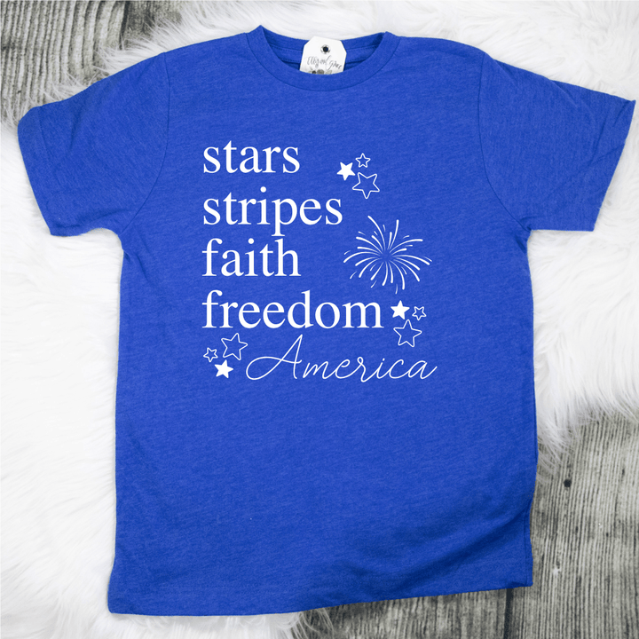 ellyandgrace 6101 Stars + Stripes Unisex Youth Shirt