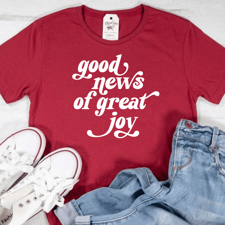 ellyandgrace 64000L Good News Of Great Joy Ladies Fit Short Sleeve Shirt