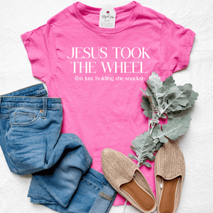 Jesus Took The Wheel Ladies Fit Short Sleeve Shirt