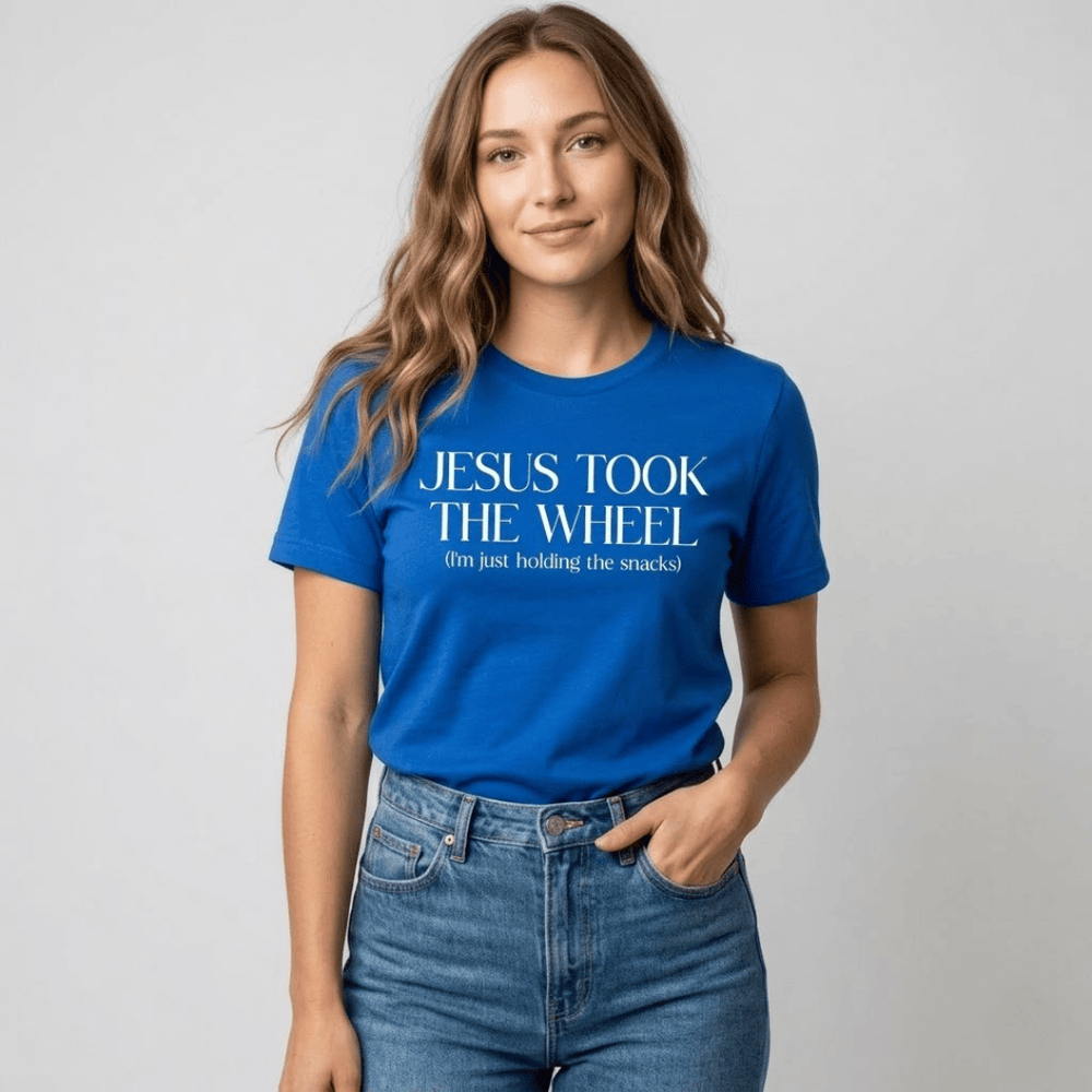 ellyandgrace 64000L Jesus Took The Wheel Ladies Fit Short Sleeve Shirt