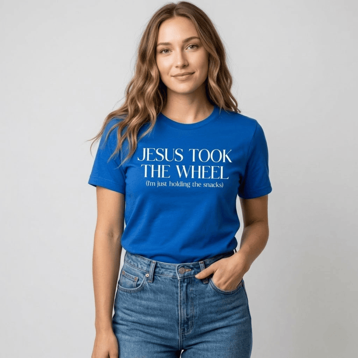 ellyandgrace 64000L Jesus Took The Wheel Ladies Fit Short Sleeve Shirt