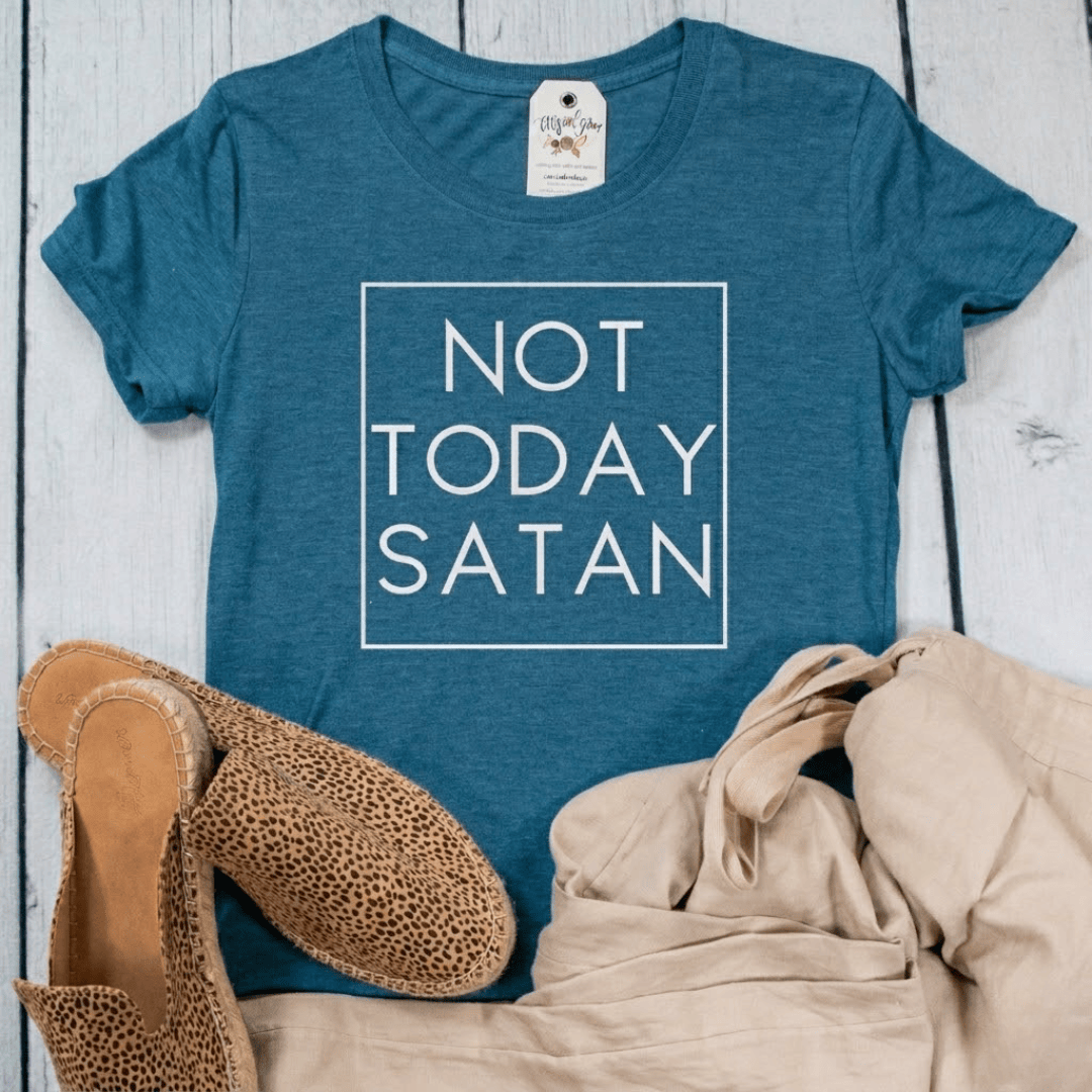 ellyandgrace 64000L *LIMITED TIME* Not Today Satan Ladies Short Sleeve Shirt
