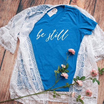 ellyandgrace 6405 Be Still Relaxed Ladies Vneck