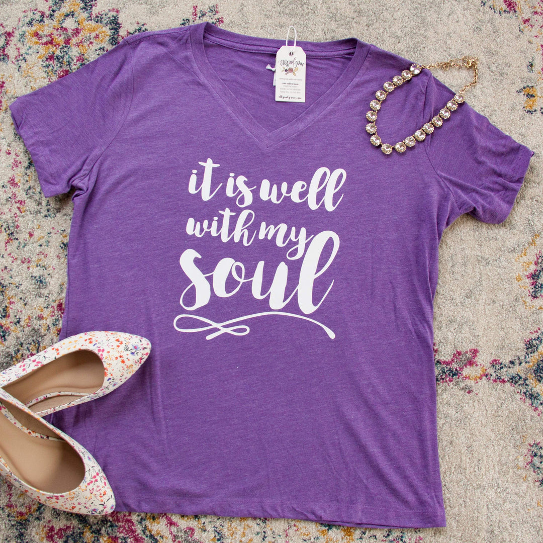 ellyandgrace 6405 It is Well With My Soul Relaxed Ladies Vneck