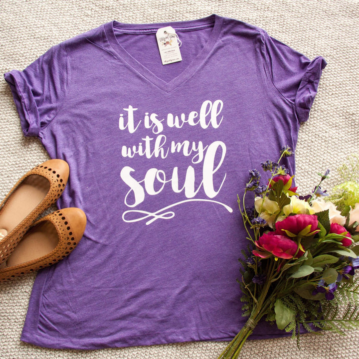 ellyandgrace 6405 It is Well With My Soul Relaxed Ladies Vneck