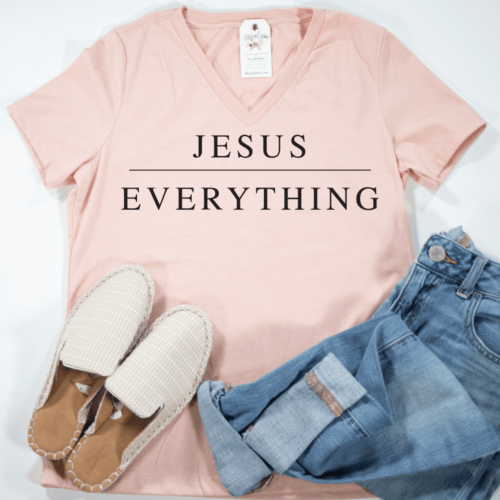 ellyandgrace 6405 Jesus Over Everything Short Sleeve V-neck