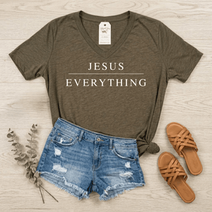 Jesus Over Everything Short Sleeve V-neck