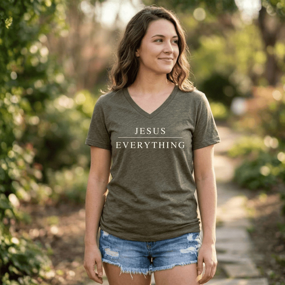 ellyandgrace 6405 Jesus Over Everything Short Sleeve V-neck