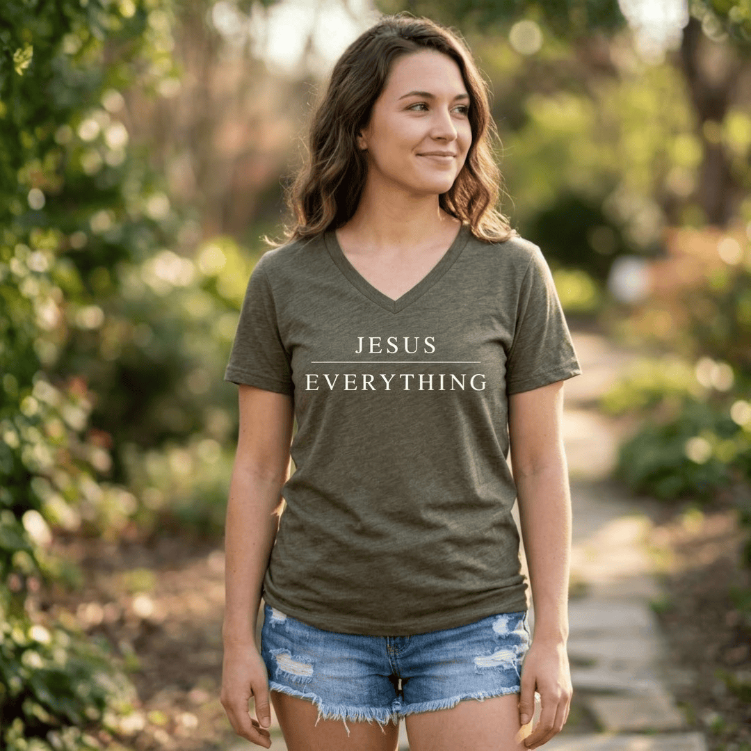 ellyandgrace 6405 Jesus Over Everything Short Sleeve V-neck
