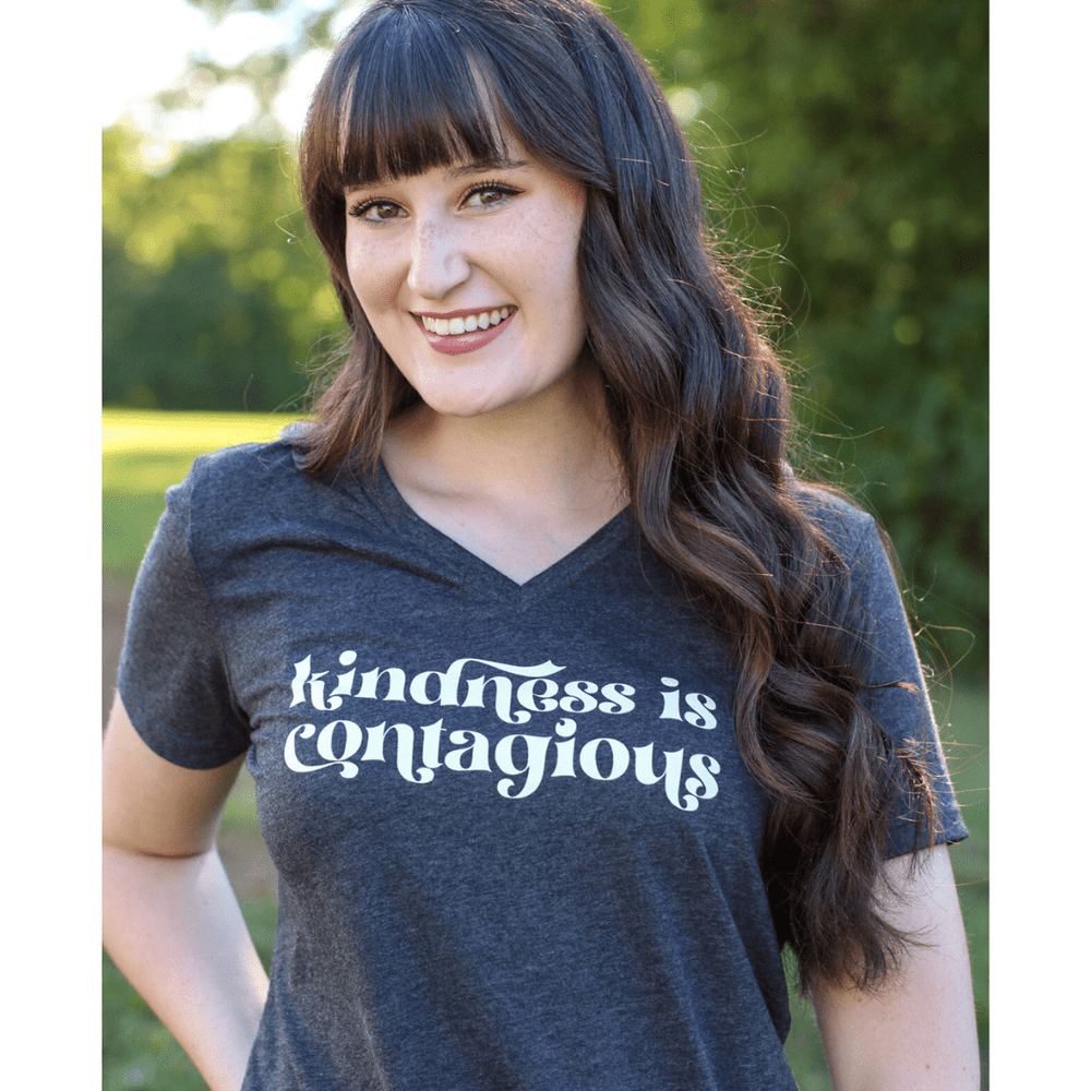 ellyandgrace 6405 Kindness is Contagious Relaxed Ladies Vneck