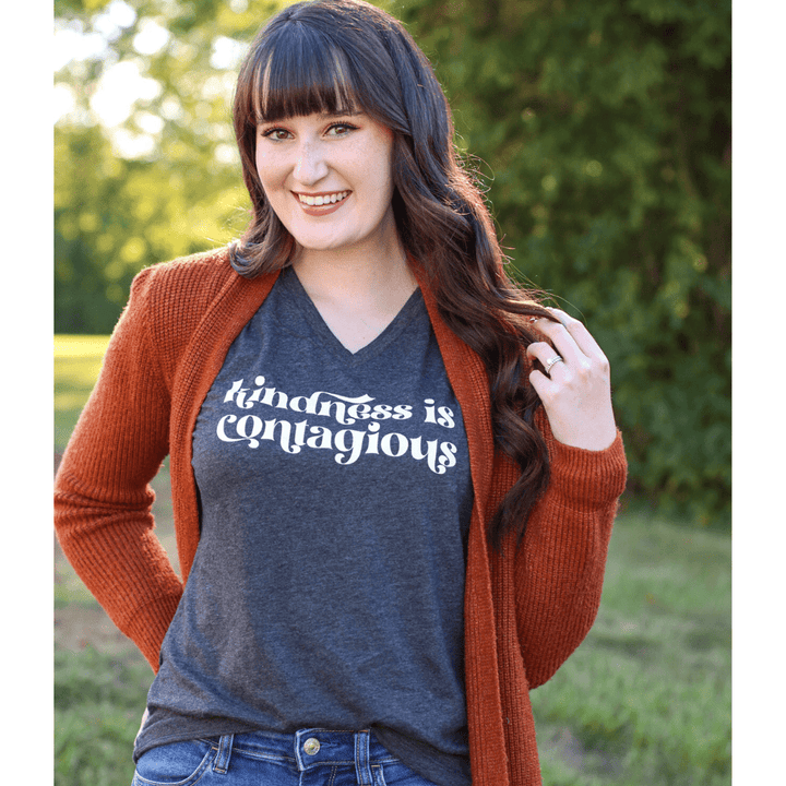 ellyandgrace 6405 Kindness is Contagious Relaxed Ladies Vneck