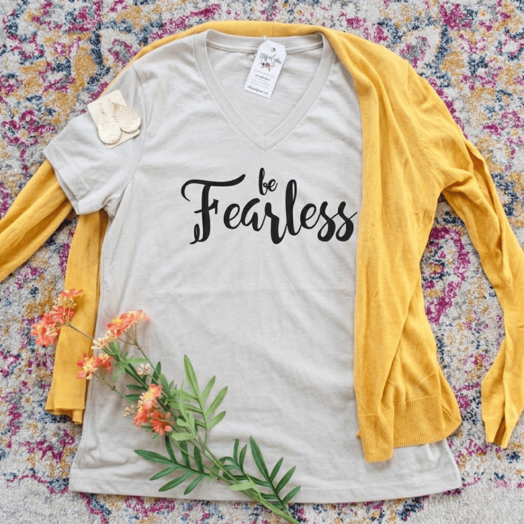 ellyandgrace 6405 *LIMITED TIME* Be Fearless Relaxed Ladies Vneck
