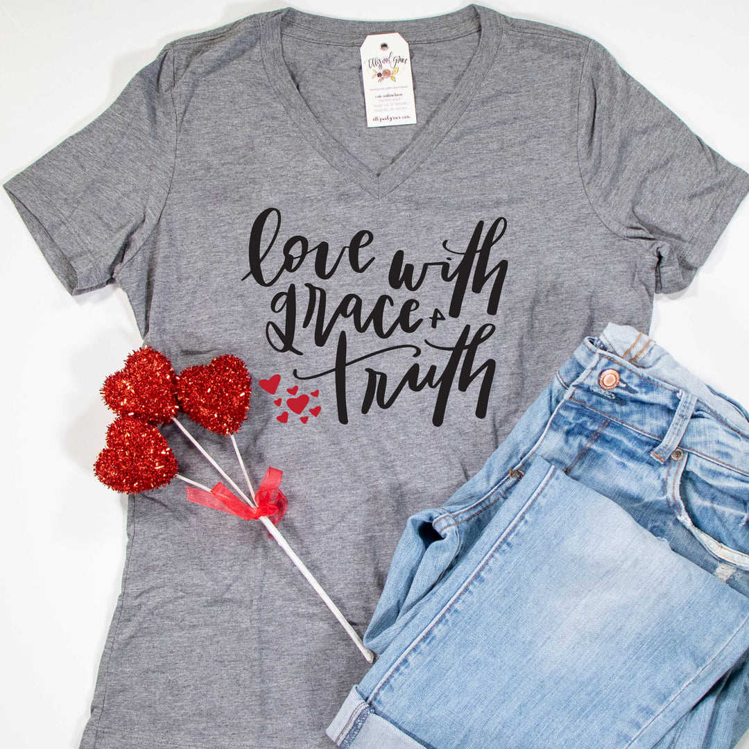 ellyandgrace 6405 Love with Grace and Truth Relaxed Ladies Vneck