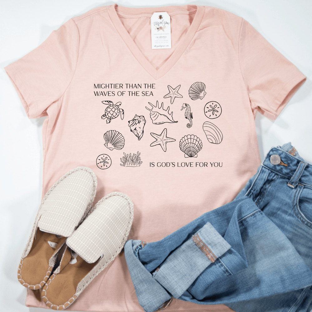 ellyandgrace 6405 Mightier Than The Waves Of The Sea Short Sleeve V-neck