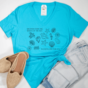 Mightier Than The Waves Of The Sea Short Sleeve V-neck