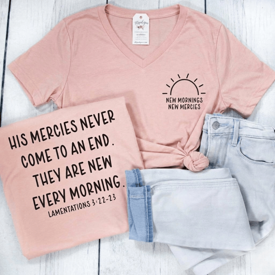 ellyandgrace 6405 New Morning New Mercies Ladies V-Neck