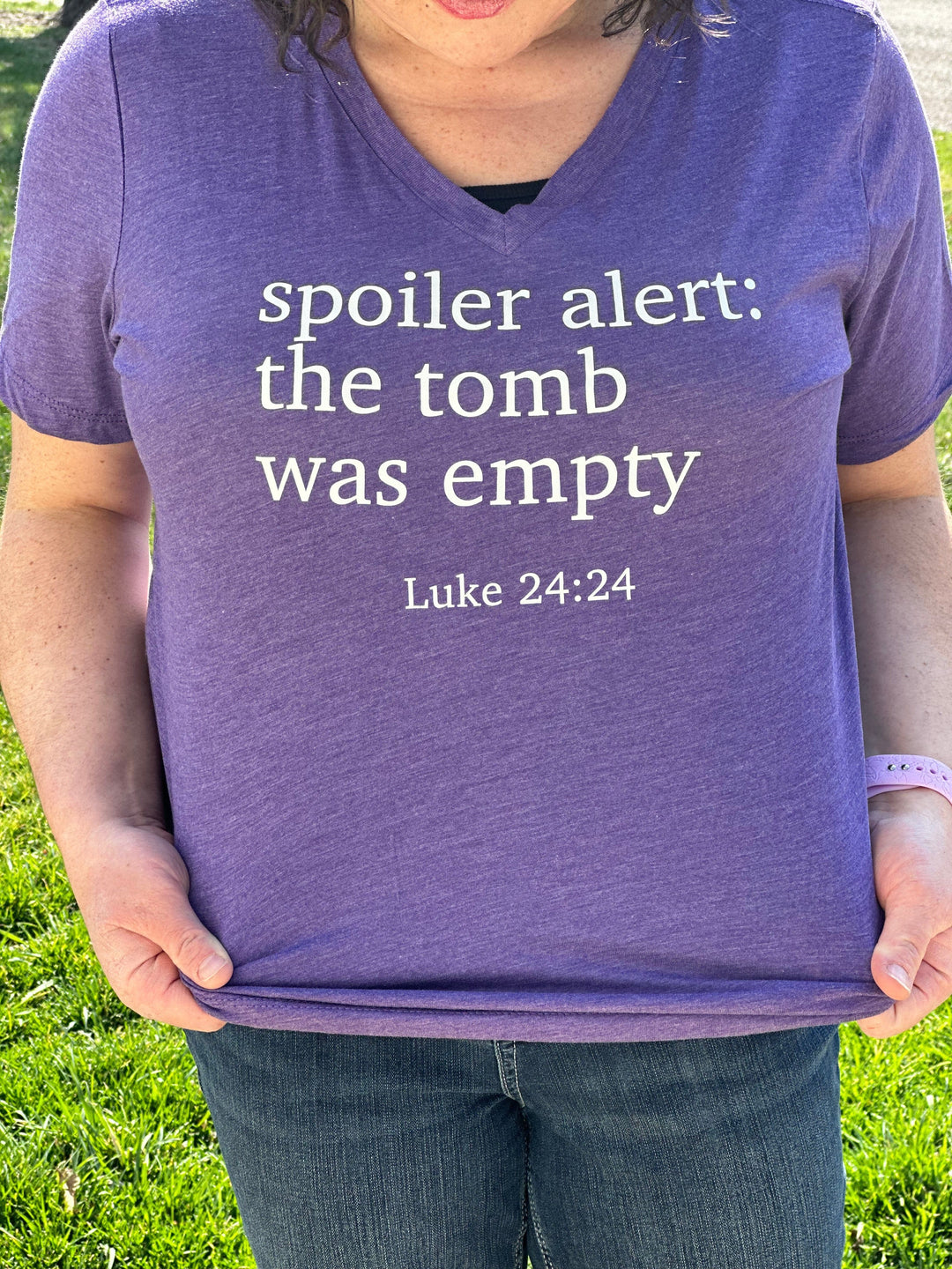 ellyandgrace 6405 Spoiler Alert: The Tomb was Empty® Relaxed Ladies V-Neck