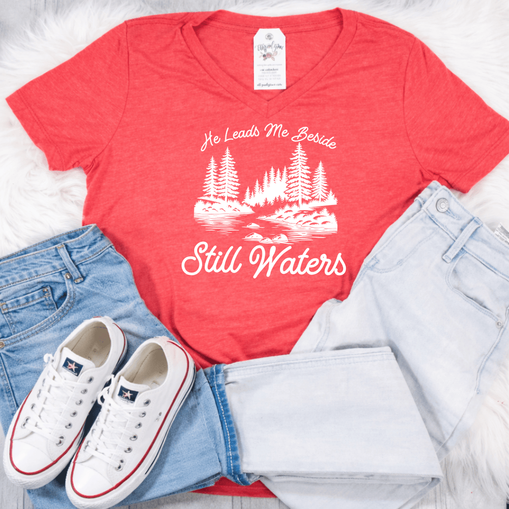 ellyandgrace 6405 Still Waters Short Sleeve V-neck