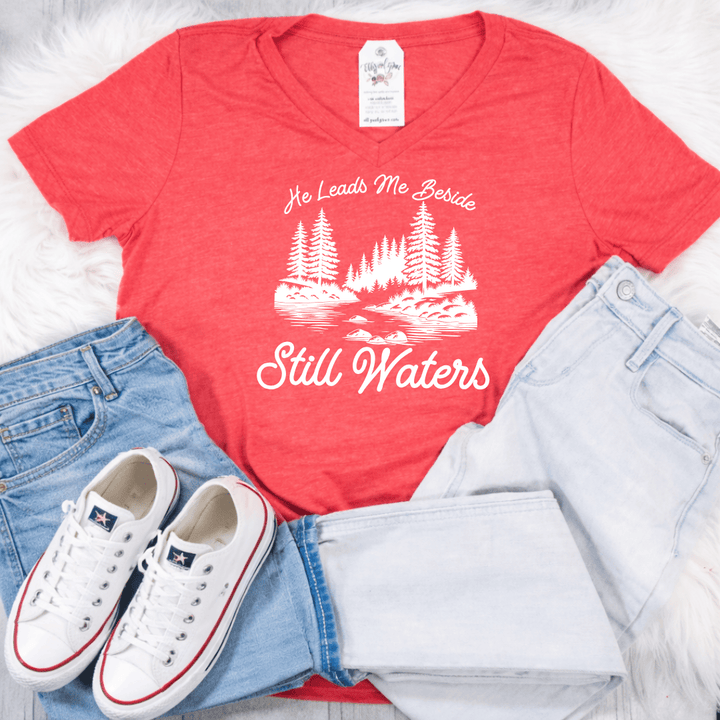 ellyandgrace 6405 Still Waters Short Sleeve V-neck