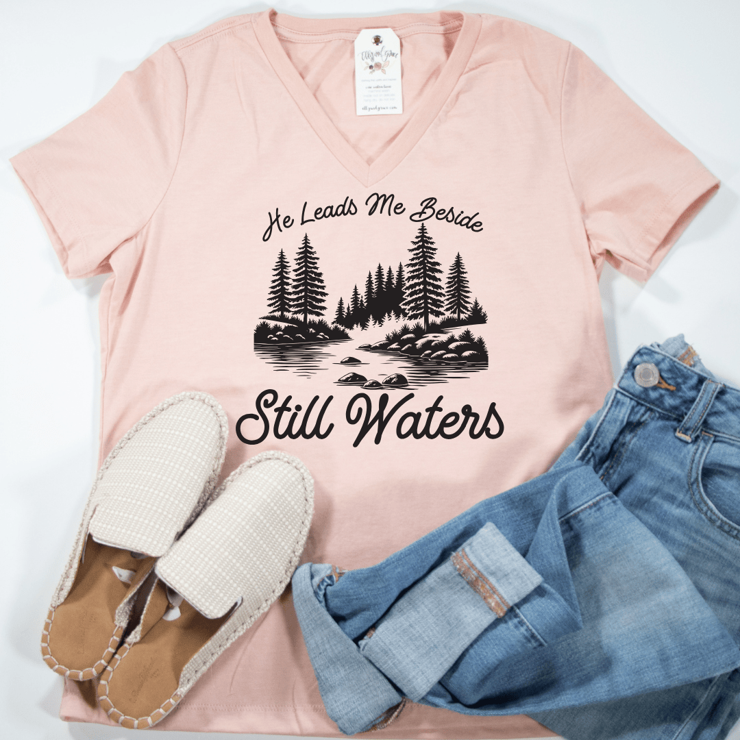 ellyandgrace 6405 Still Waters Short Sleeve V-neck