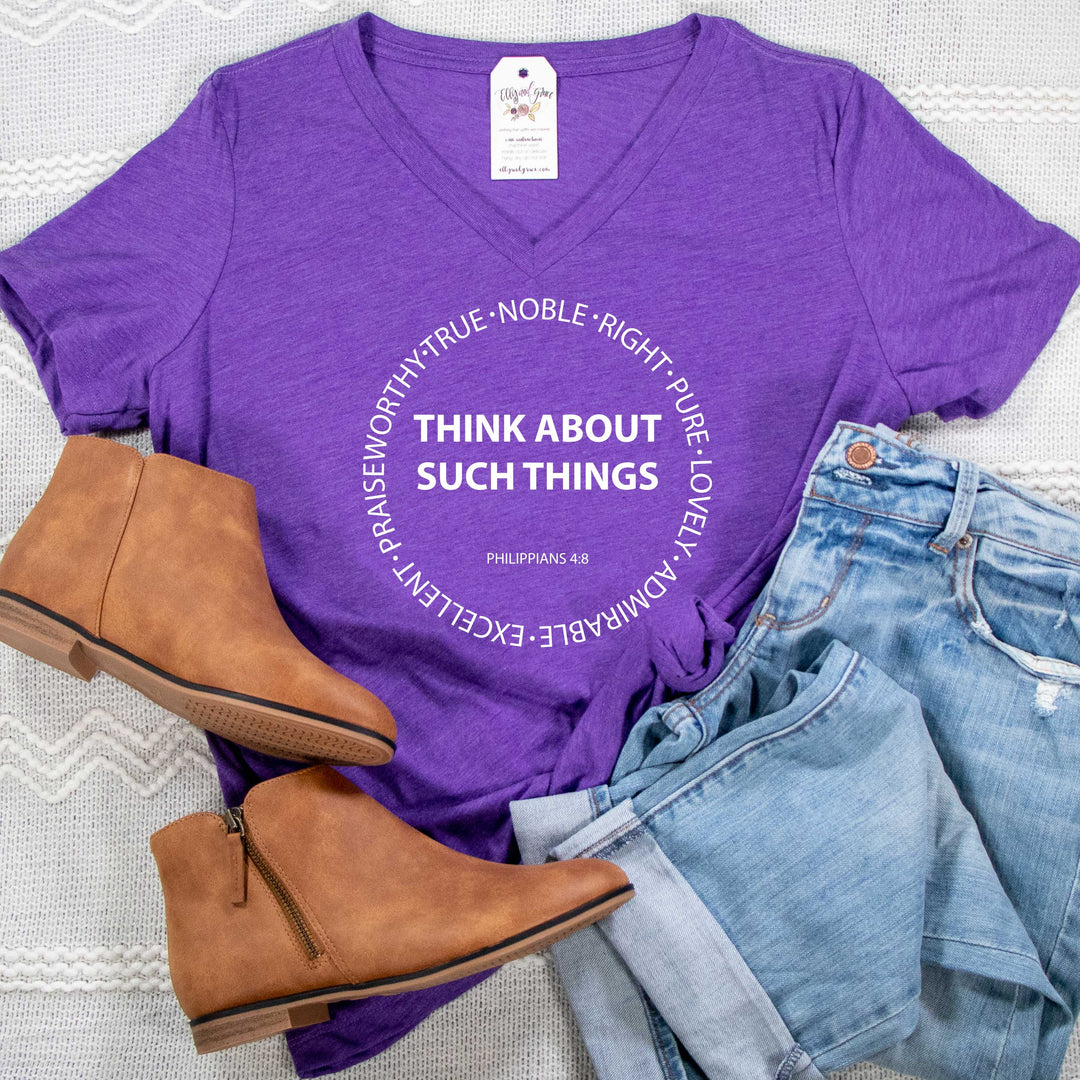 ellyandgrace 6405 Think About Such Things Relaxed Ladies V-Neck