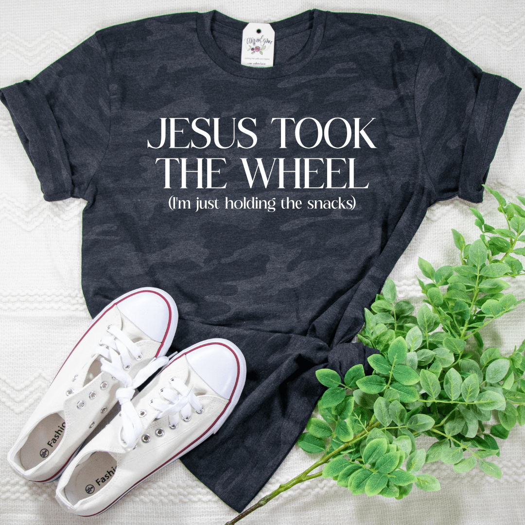 ellyandgrace 6901 Jesus Took The Wheel Camo Unisex Tee