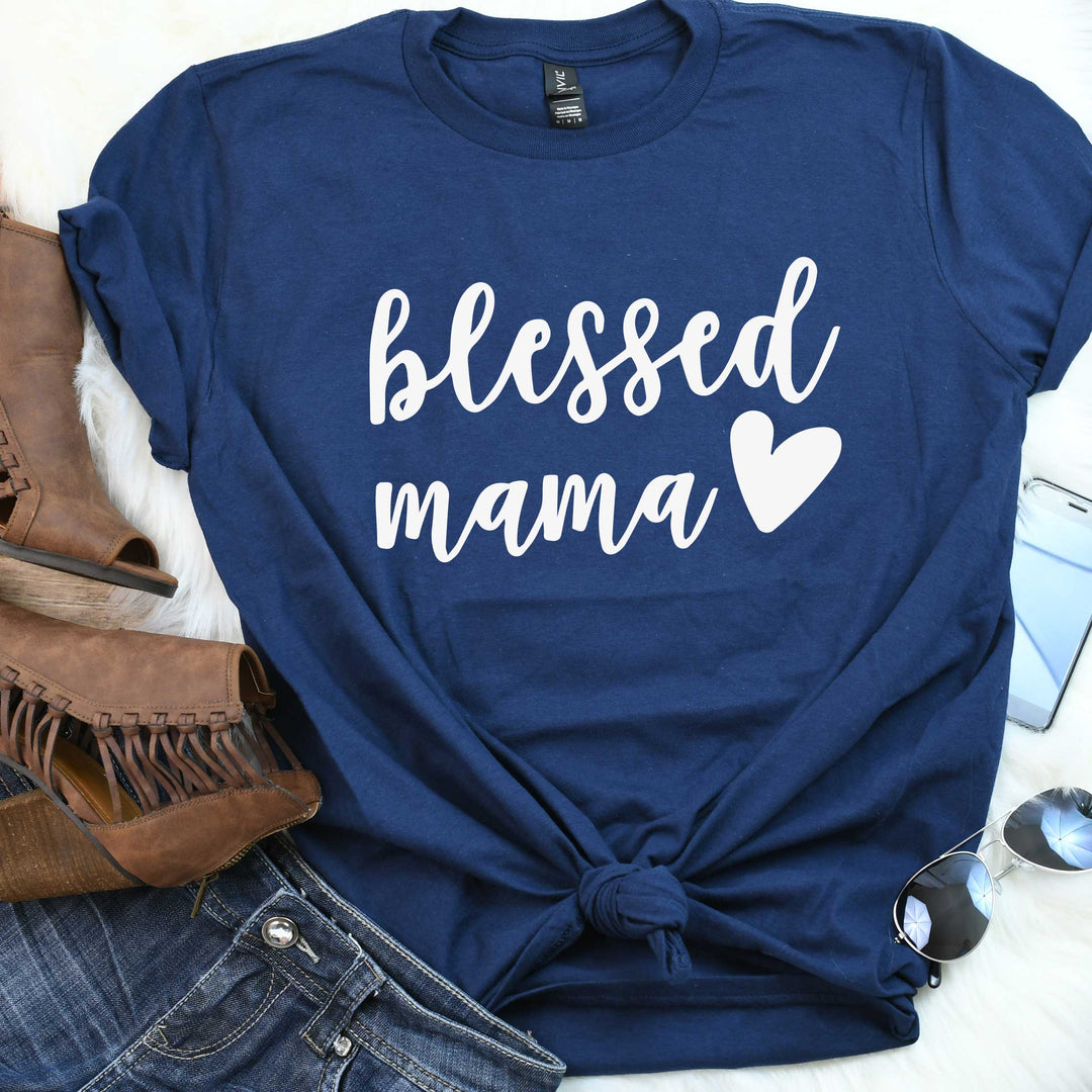 ellyandgrace 880 Blessed Mama Ladies Short Sleeve Shirt