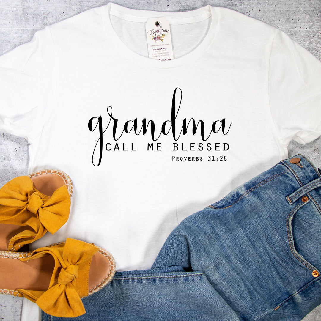 ellyandgrace 880 Grandma: Call Me Blessed Ladies Short Sleeve Shirt