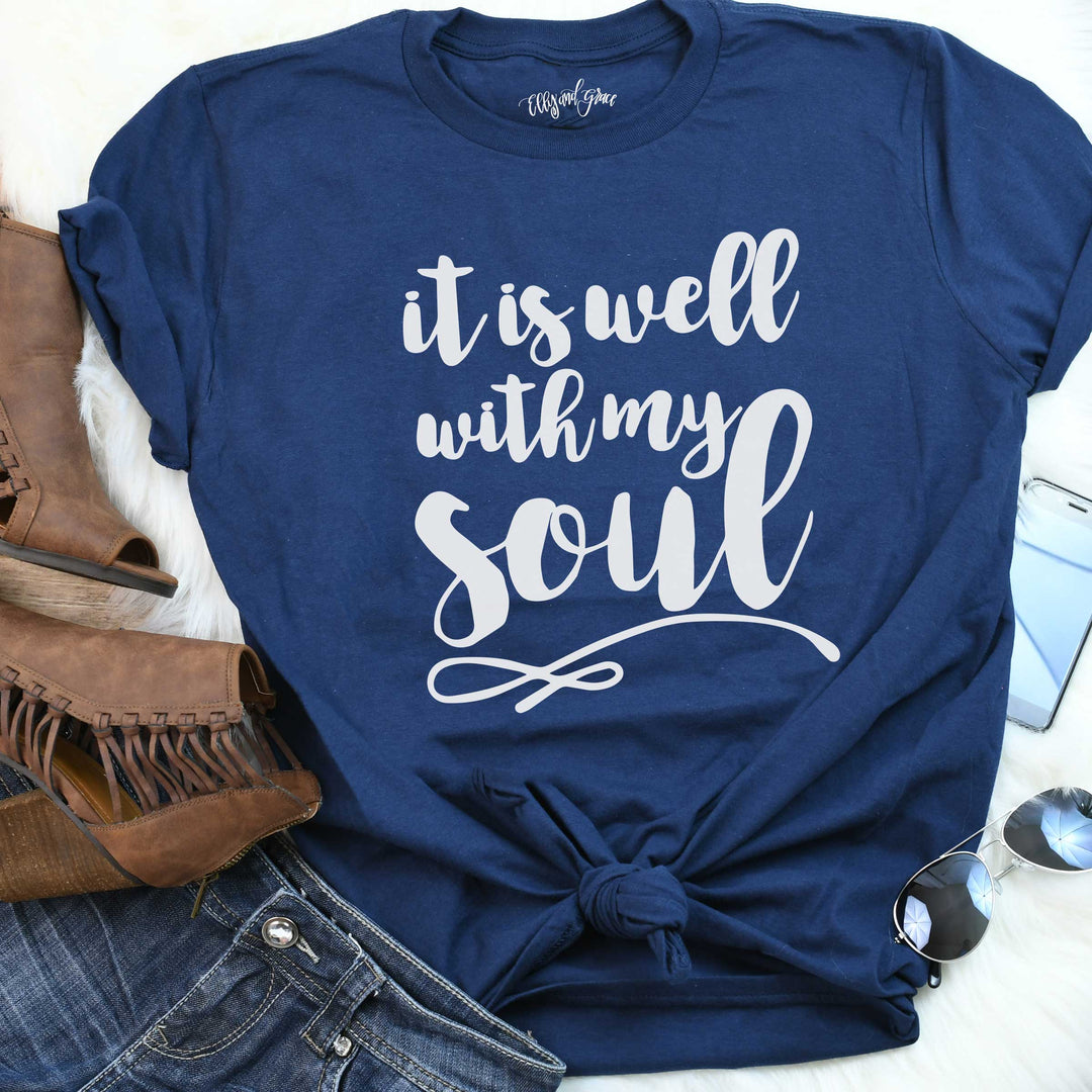 ellyandgrace 880 It is Well with My Soul Ladies Short Sleeve Shirt