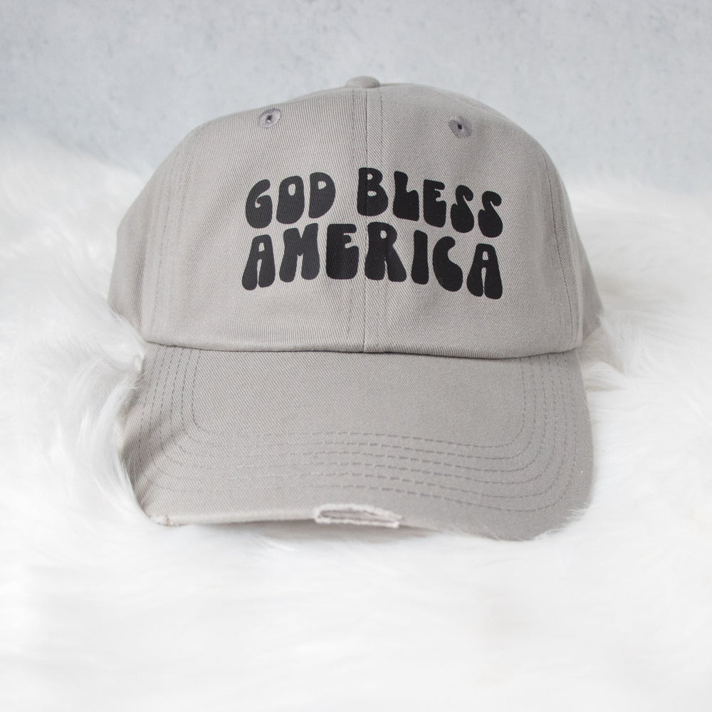 ellyandgrace AP1920 God Bless America Distressed Hat