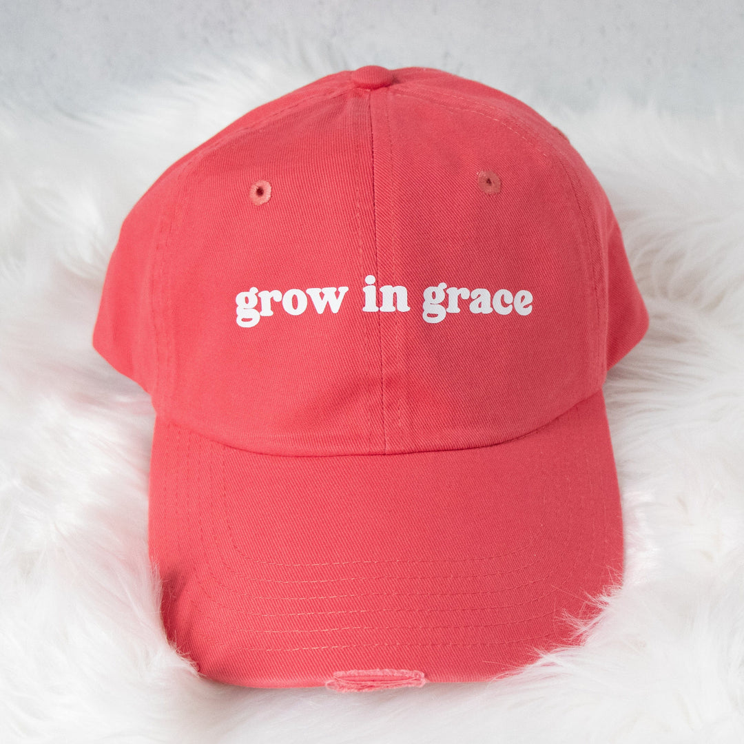 ellyandgrace AP1920 Hibiscus Grow in Grace Distressed Hat