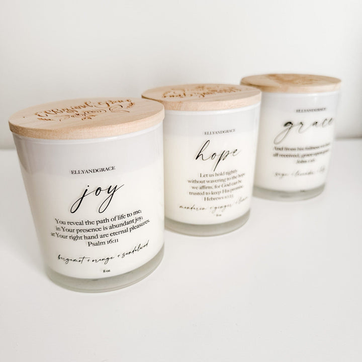 ellyandgrace CANDLE Spring 3 Christian Candle Bundle (Grace, Hope, & Joy)