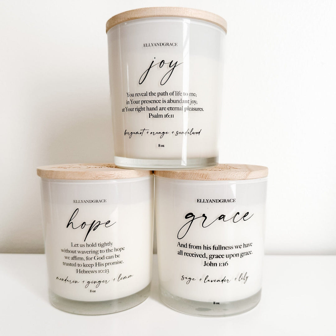 ellyandgrace CANDLE Spring 3 Christian Candle Bundle (Grace, Hope, & Joy)