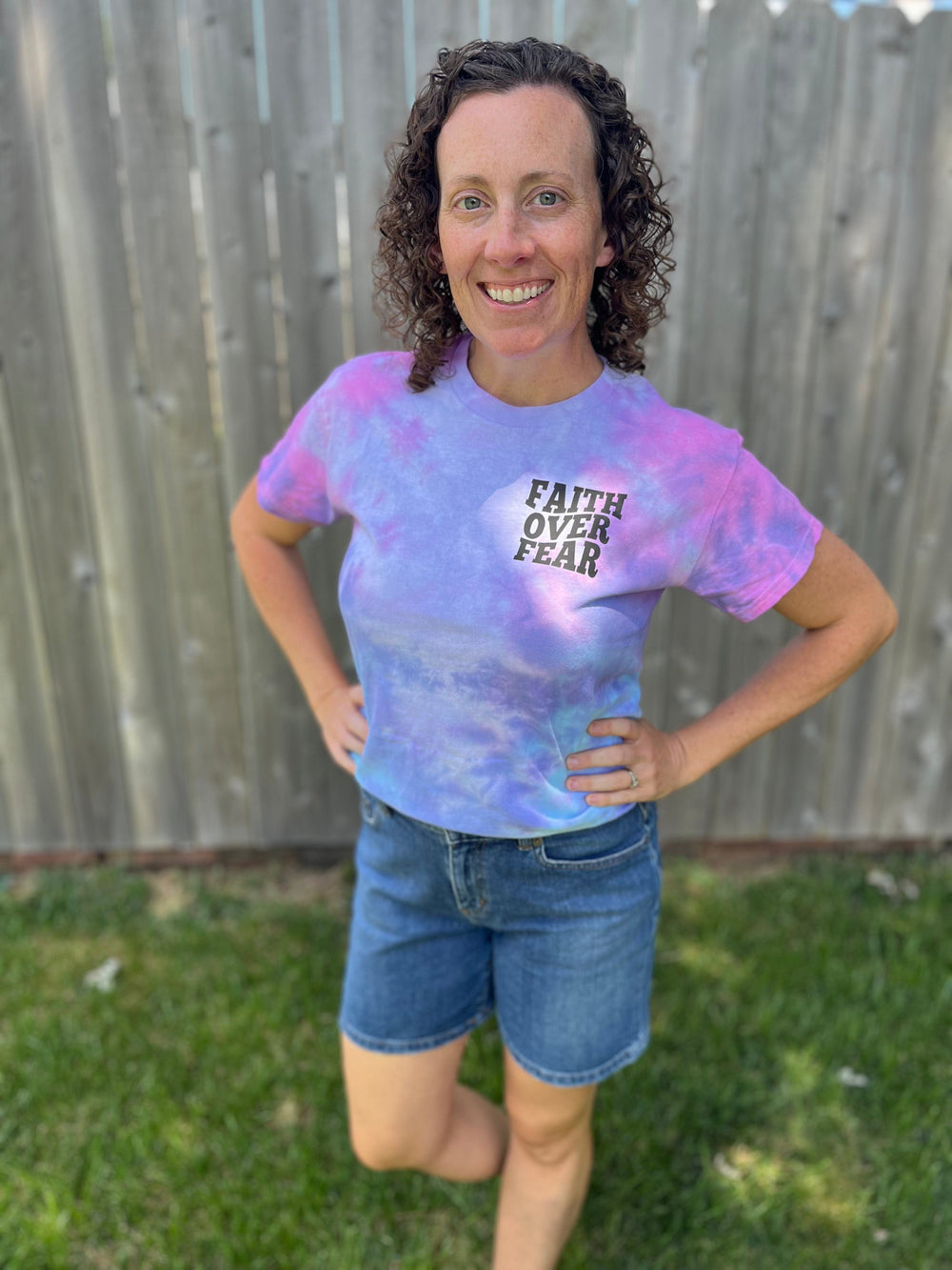 ellyandgrace CD100 Faith Over Fear Tie Dye Unisex Shirt