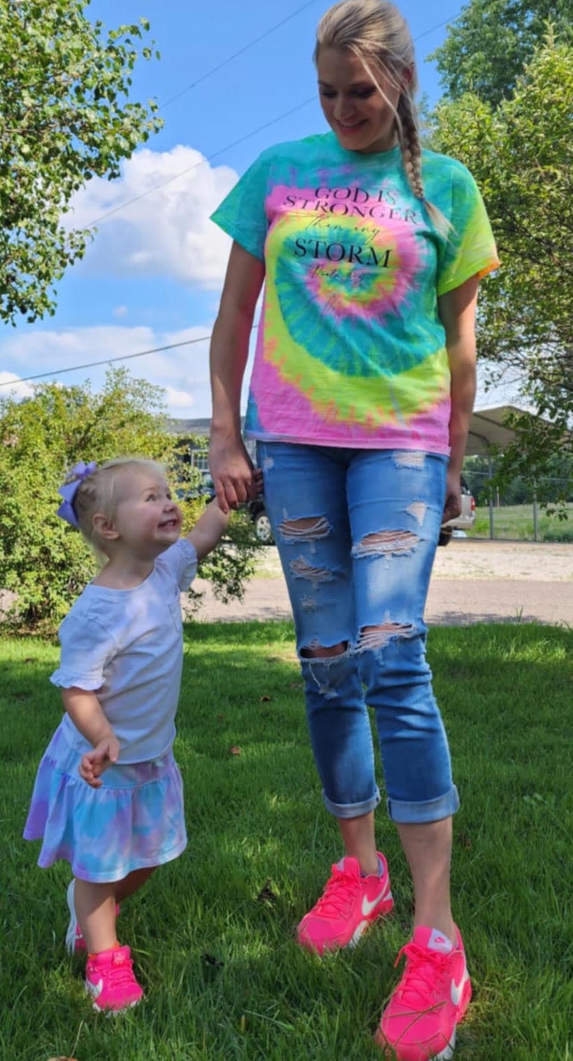 ellyandgrace CD100 God Is Stronger Than Any Storm Tie Dye Unisex Shirt