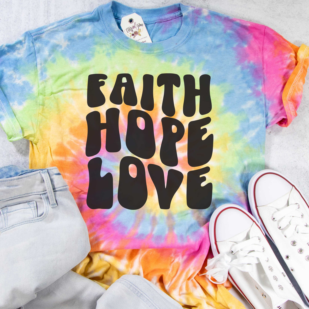 ellyandgrace CD100 Unisex Small / Lagoon Faith Hope Love Tie Dye Unisex Shirt