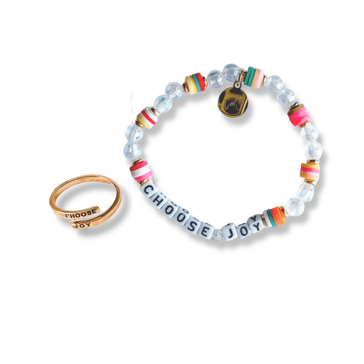 ellyandgrace "Choose Joy" Christian Bracelet + Ring Set (Large)