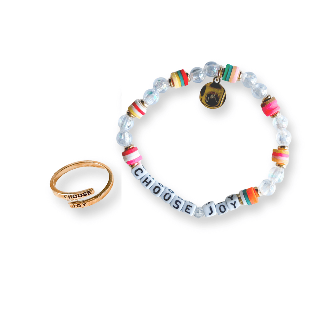 ellyandgrace "Choose Joy" Christian Bracelet + Ring Set (Small)