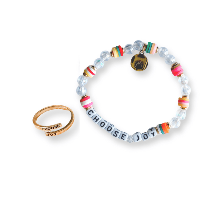 ellyandgrace "Choose Joy" Christian Bracelet + Ring Set (Small)