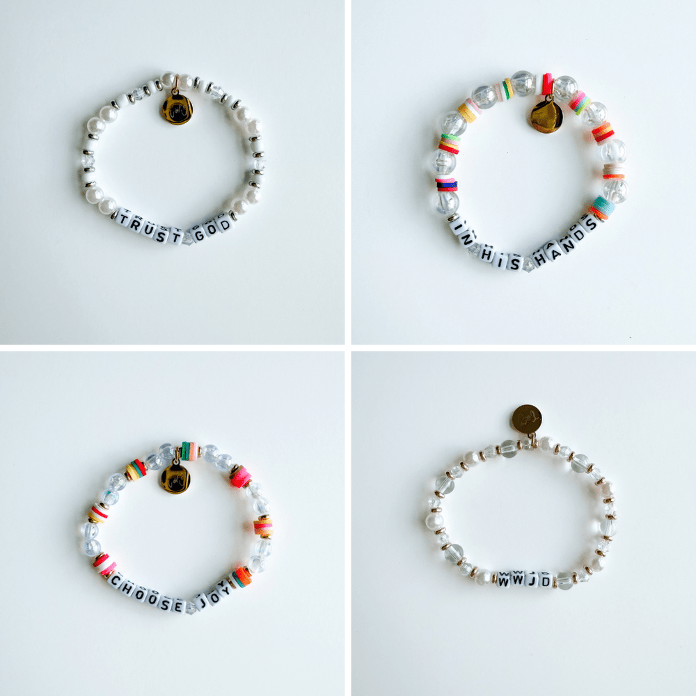 ellyandgrace Christian Bead Bracelet Bundle (Large) - Set of 4 Inspirational Beaded Bracelets