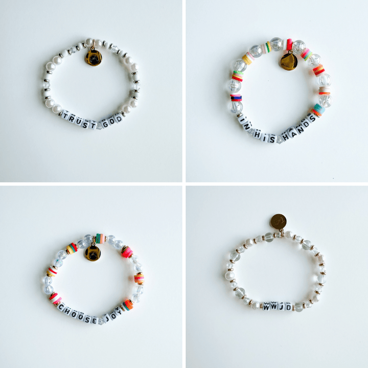 ellyandgrace Christian Bead Bracelet Bundle (Large) - Set of 4 Inspirational Beaded Bracelets